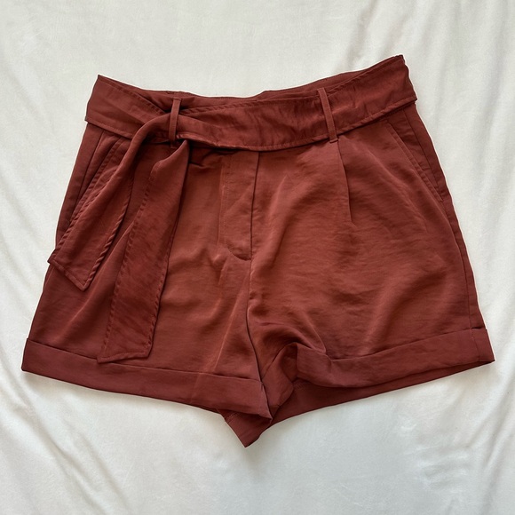 Express Rust Colored Satin Super High Waist Shortie Size 12 - Picture 1 of 1